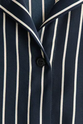 Chemise loose en twill - Bleu marine/rayé — photo 4