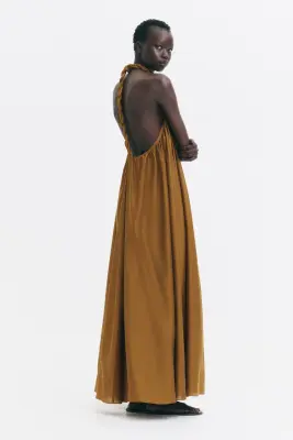 Robe avec détail tressé - Beige doré foncé — photo 4