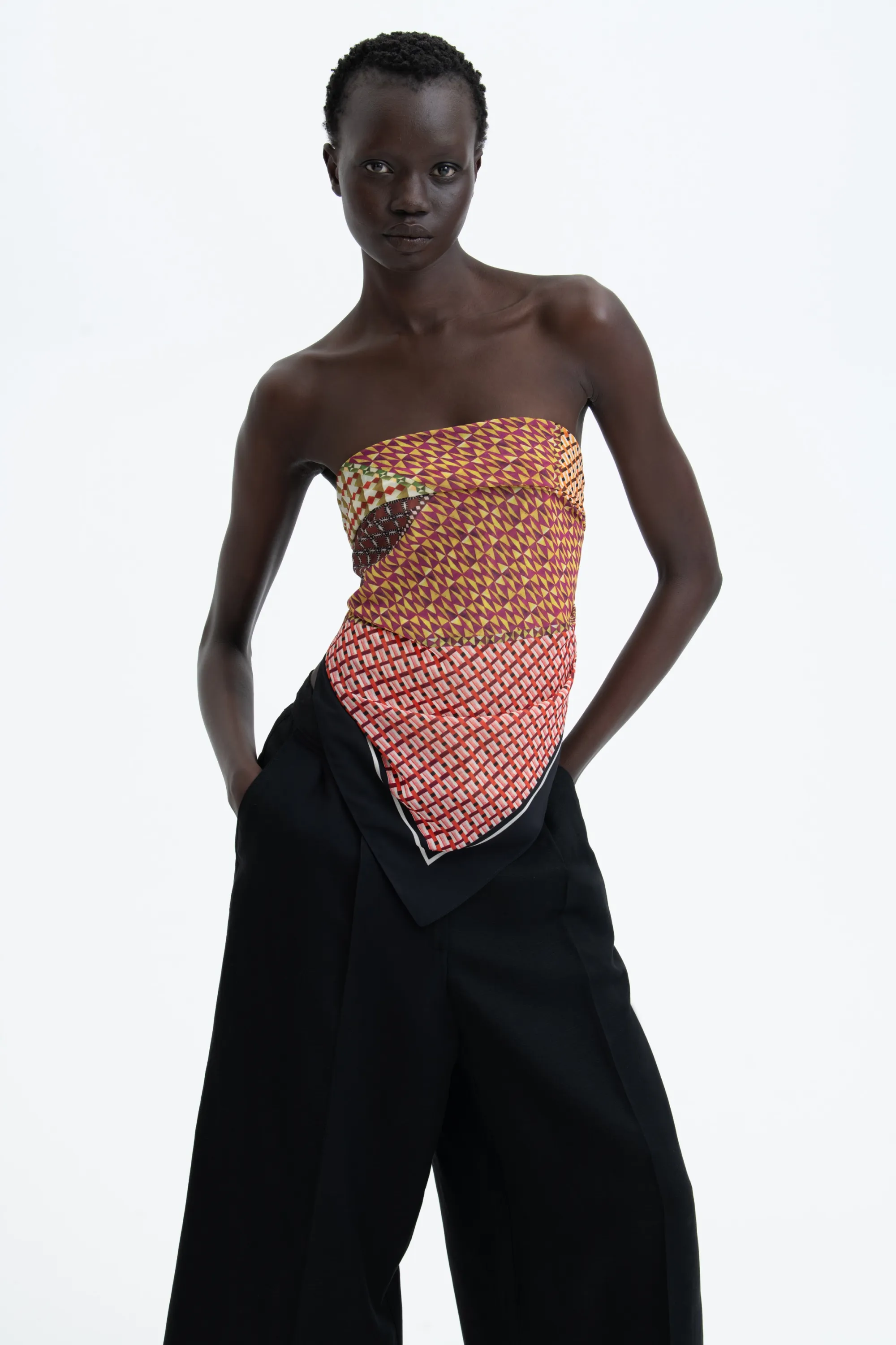 Pantalon 7/8 en lin mélangé - Noir