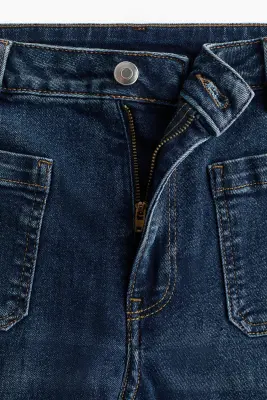 Wide High Waist Jeans - Bleu denim marine — photo 4