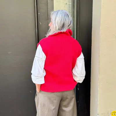 Pull Sans Manche Corvin Rouge — photo 2