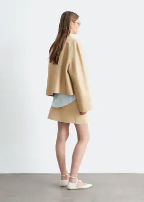 Veste décontractée en cuir - Beige — photo 5