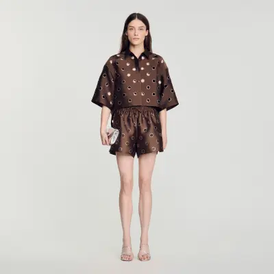 Chemise à trous à strass