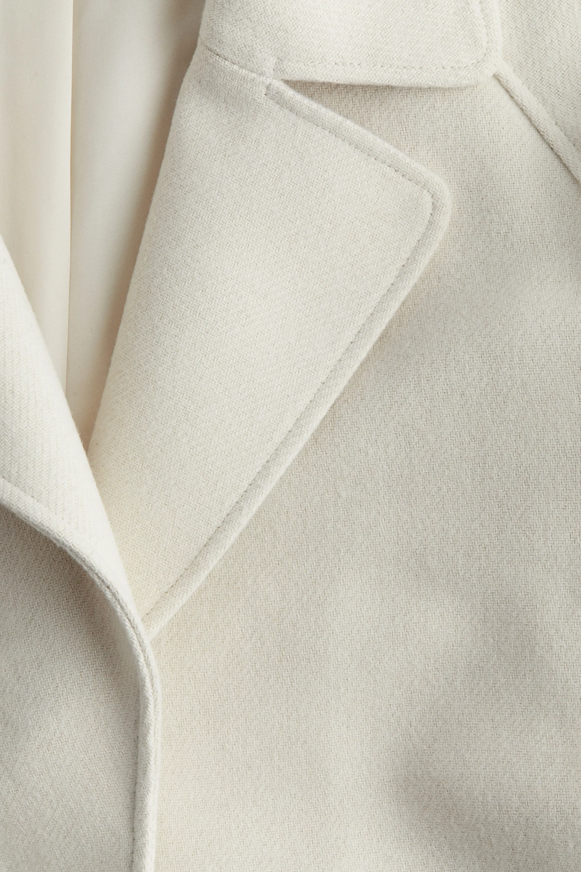 Manteau en feutre avec ceinture à nouer - Crème