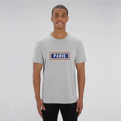 T-SHIRT COTON BIO BRODÉ - PARIS - GRIS — photo 4