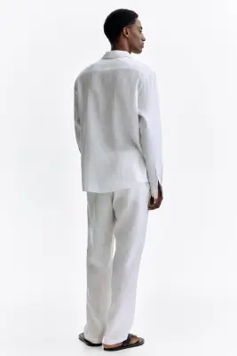 Pantalon Regular Fit en lin - Blanc — photo 3