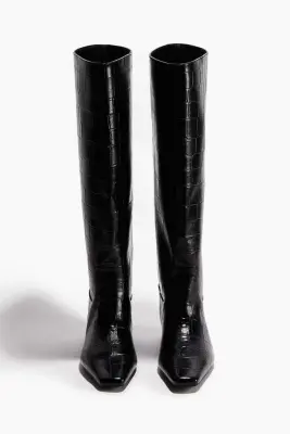 Bottes de hauteur genou - Noir/motif croco — photo 2