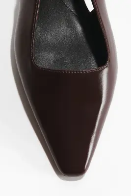 Escarpins à bride arrière avec talon kitten heel - Marron foncé — photo 2