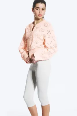 Cardigan zippé en maille - Pêche poudré clair — photo 1