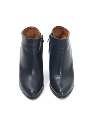 Bottines à talon compensés en cuir bleu marine par Phoebe Philo Prix boutique €990 Taille 36 — photo 3