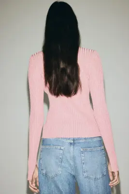 Top scintillant avec col cheminée - Rose — photo 1