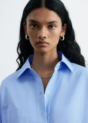 Chemise oversize en coton - Bleu — photo 3