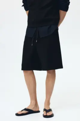 Short Relaxed Fit en scuba - Noir — photo 1