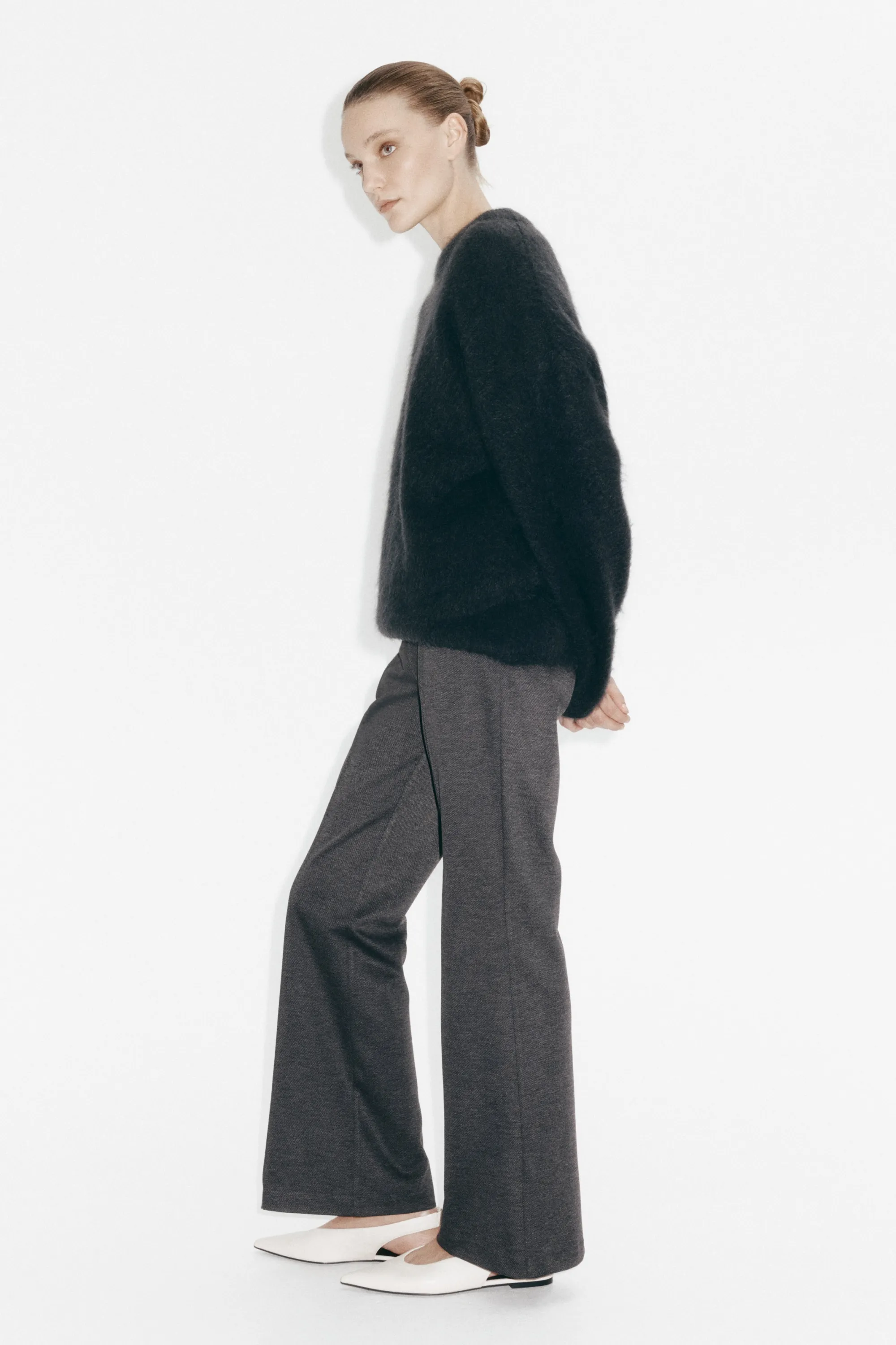 Pantalon bootcut avec plis devant - Gris foncé