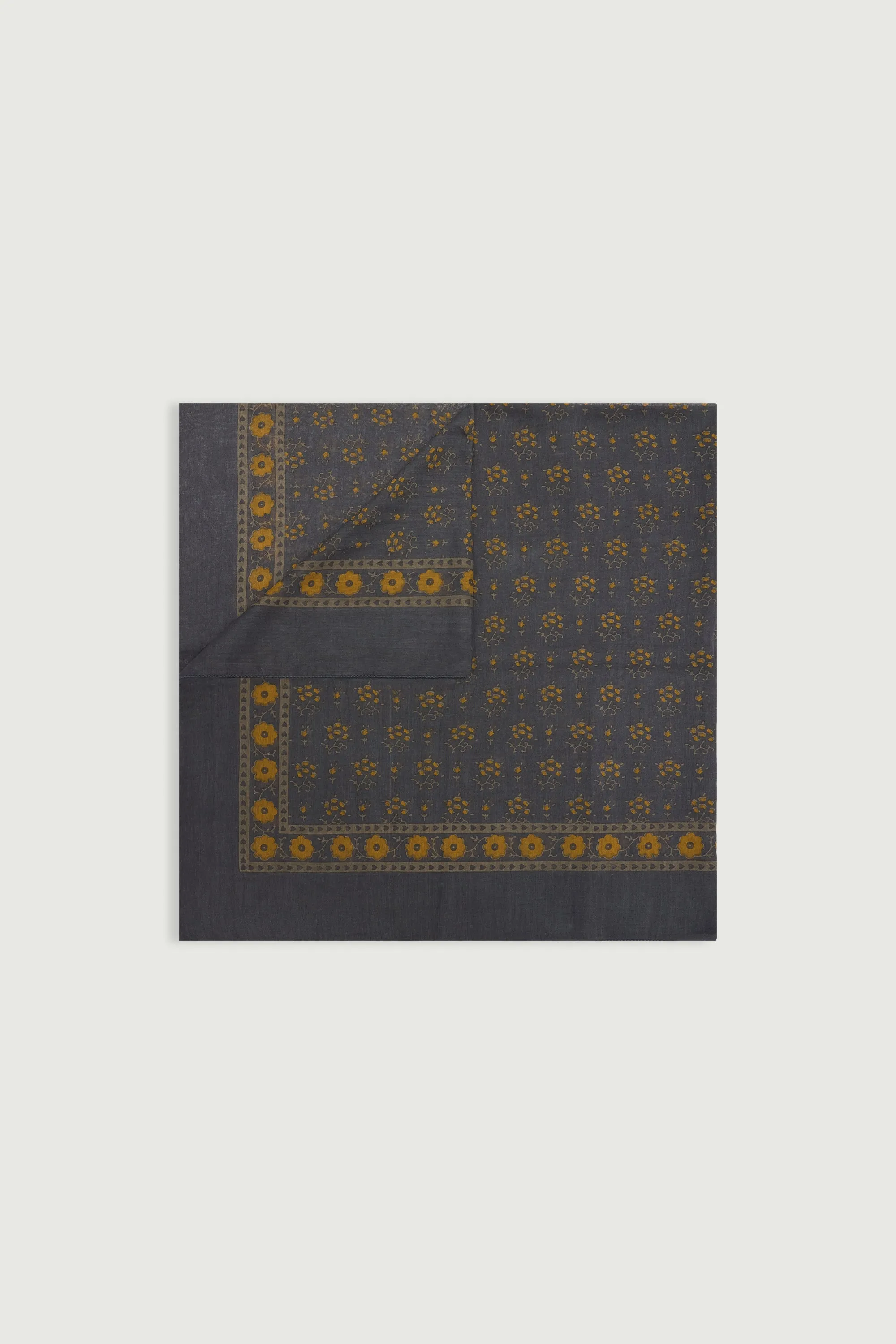 FOULARD CLASSIQUE EN COTON ANTHRACITE/KAKI