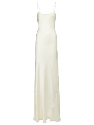 Robe de mariée longue dos nu bretelles fines satin blanc Prix boutique 950€ Taille 38 (UK10) — photo 2