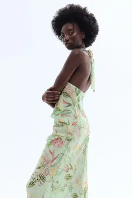 Jupe imprimée en viscose - Vert clair/fleuri — photo 2