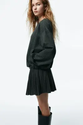 Veste oversize en jersey - Gris chiné/rayures tennis — photo 3