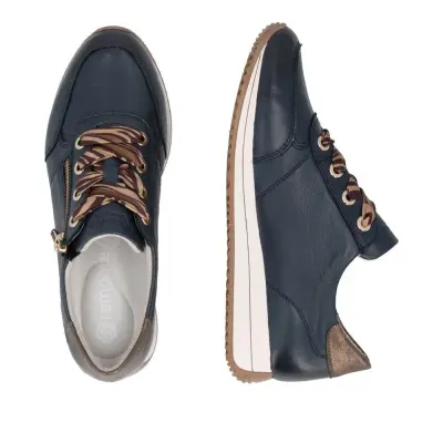 Baskets Remonte D0H11-15 Bleues - Cuir Lisse Talon Plat Grande Pointure Femme — photo 5