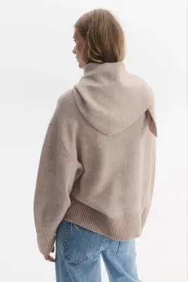 MAMA Pull loose avec foulard - Beige clair — photo 2