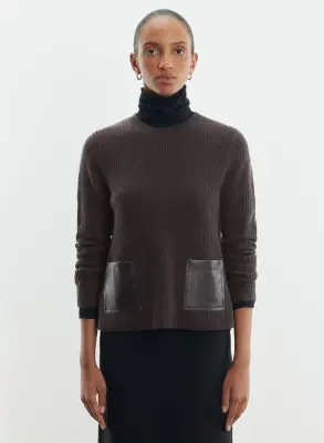 Pull en cuir et laine mérinos