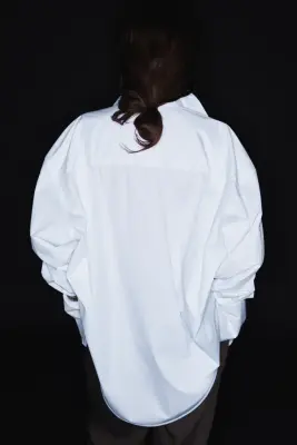 Chemise oversize en coton - Blanc — photo 3