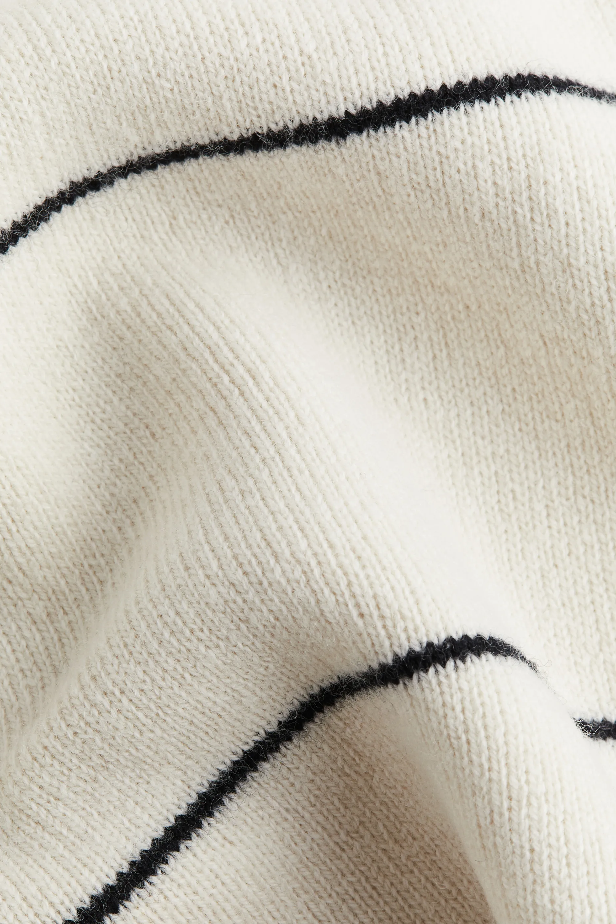 Pull en laine mélangée avec col cheminée - Crème/rayé