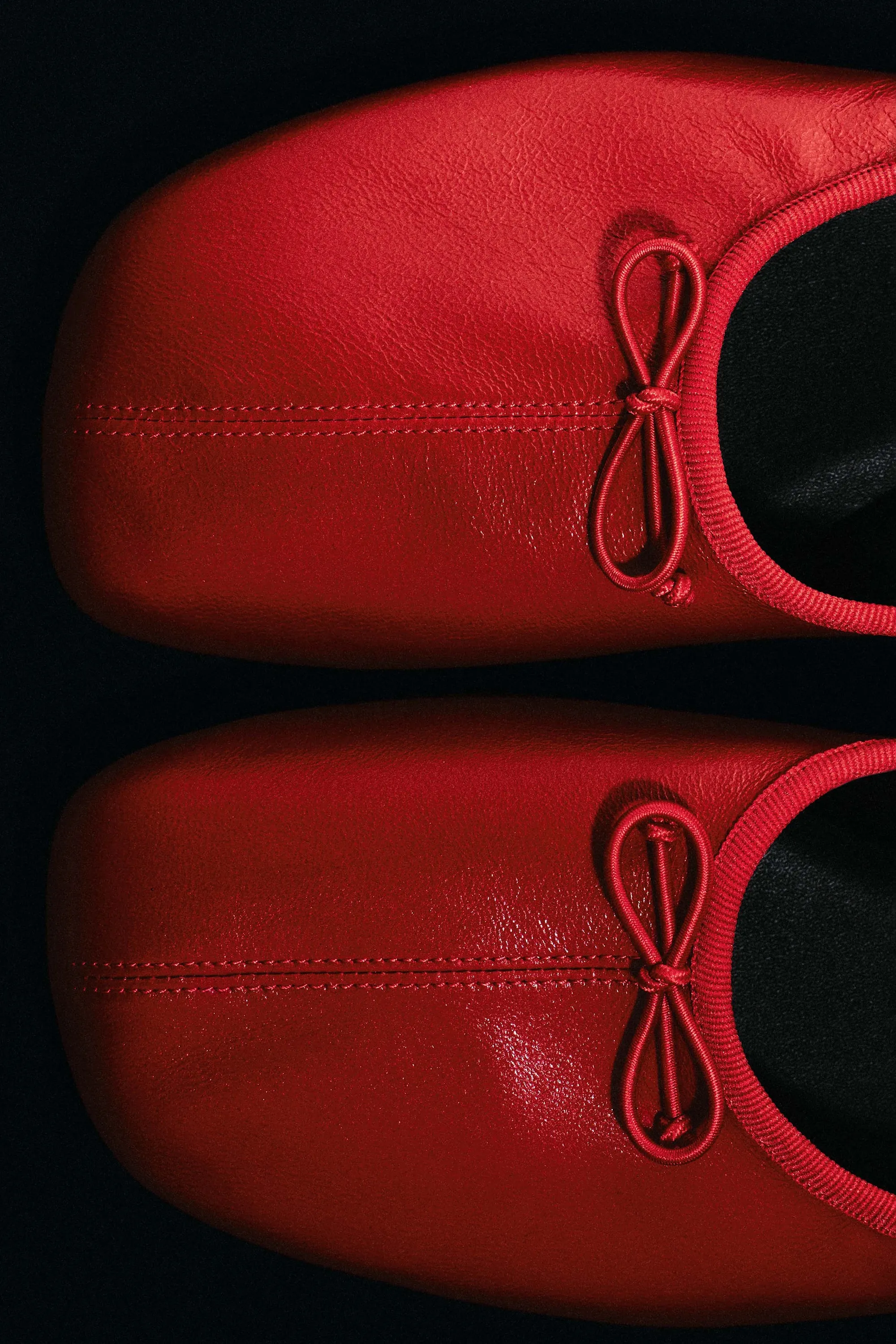 BALLERINES PLATES CUIR - ROUGE