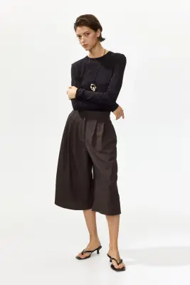 Jupe-culotte large - Marron foncé — photo 1