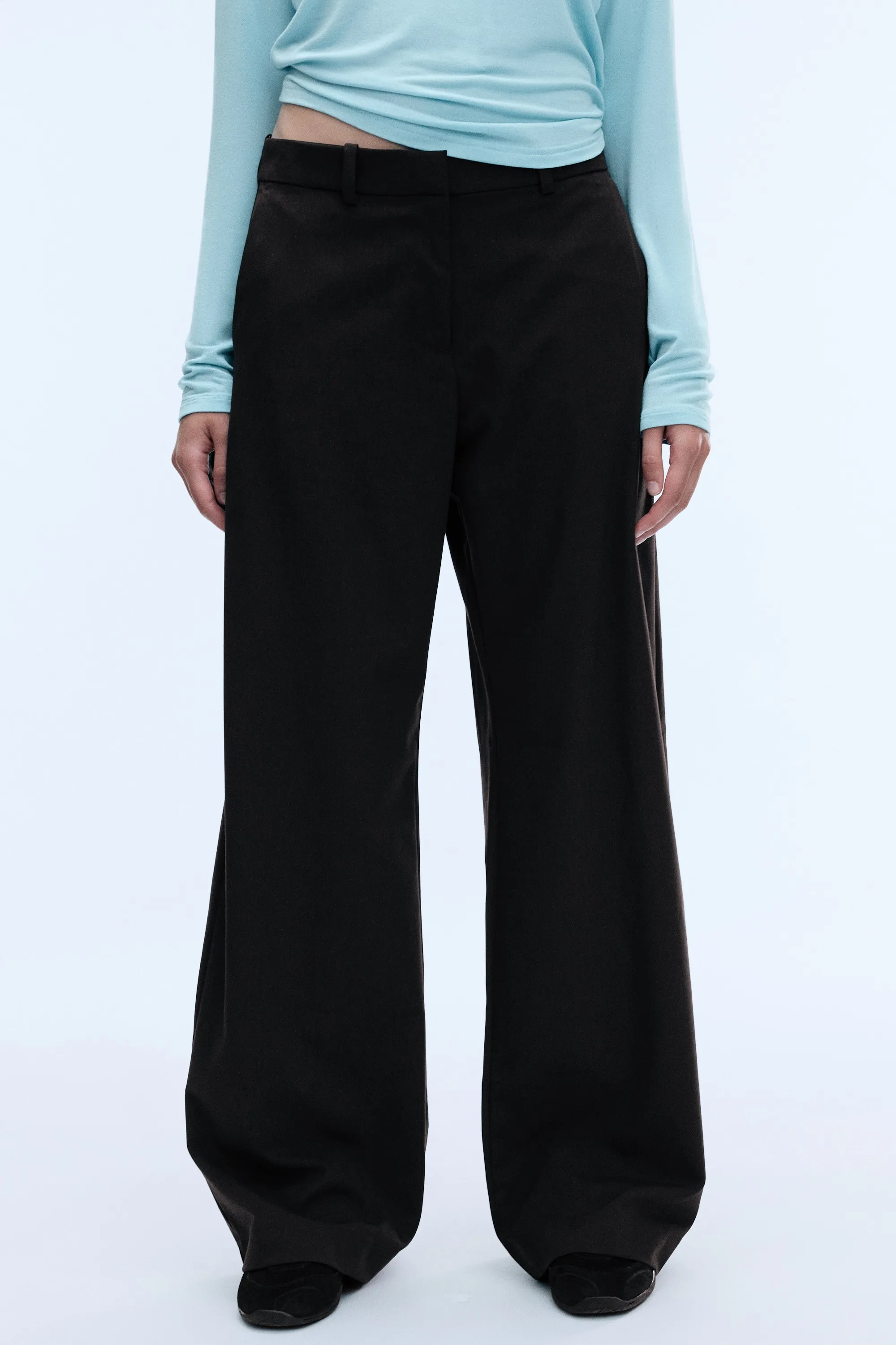Pantalon de costume coupe ample taille basse - Marron foncé
