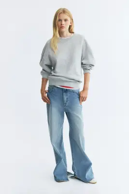 Sweat oversize - Gris clair chiné — photo 2