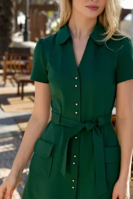 Paris Belted Dress - Green — photo 3
