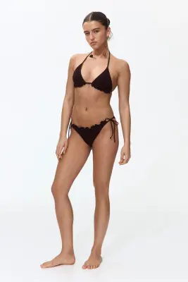 Bas de maillot Tanga à nouer - Marron foncé — photo 1