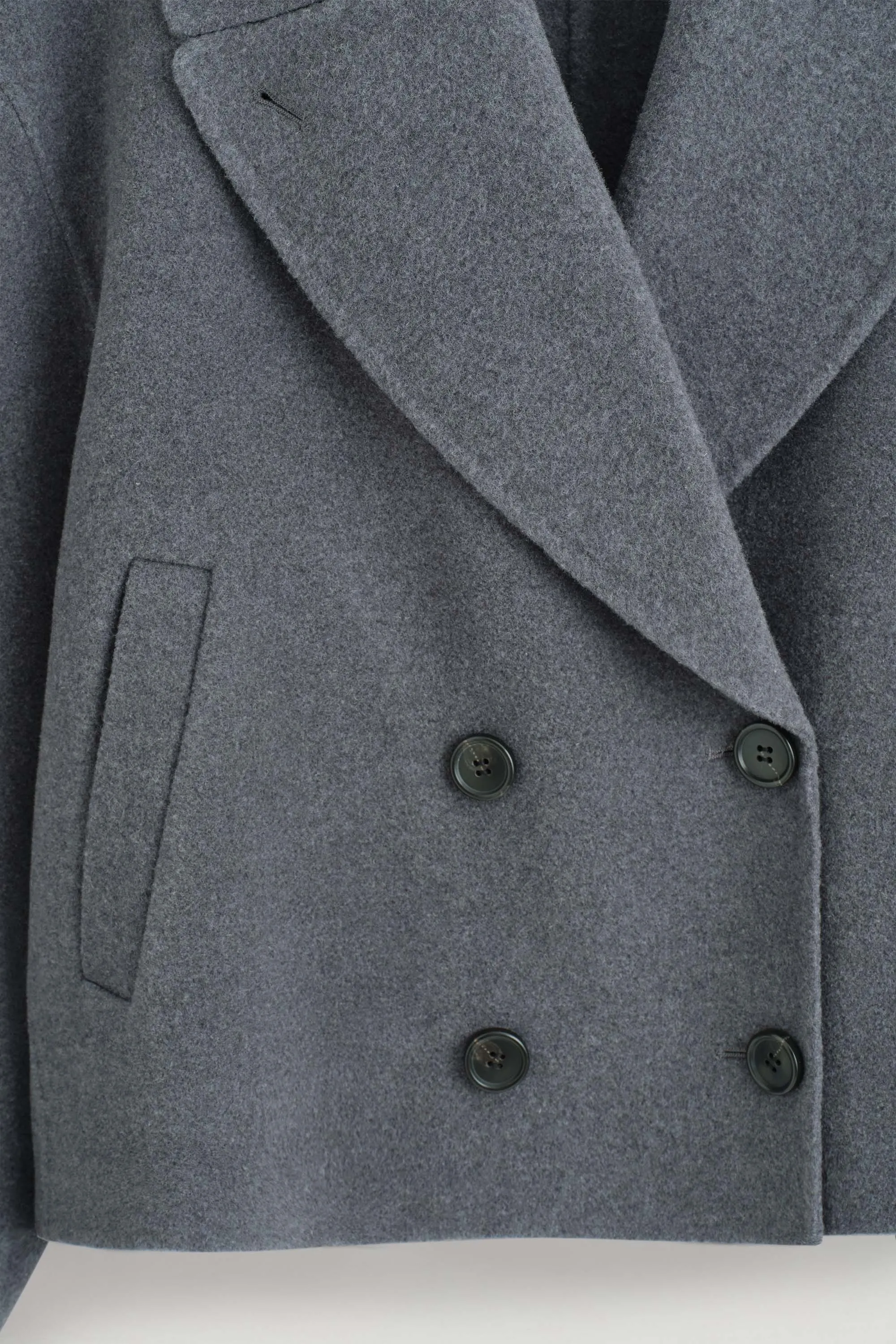 VESTE OVERSIZE EN LAINE DOUBLE FACE - GRIS CHINÉ