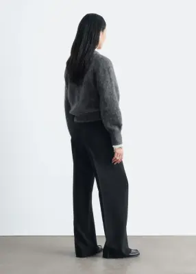 Pull en mohair mélangé à manches bouffantes - Gris chiné foncé — photo 5