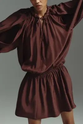 Robe tunique avec détail tressé - Marron foncé — photo 2
