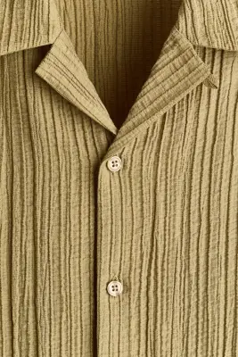 Chemise Relaxed Fit avec col cubain - Beige — photo 5