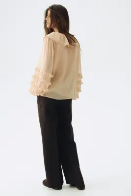 MAMA Frill-trimmed chiffon blouse - Beige — photo 2