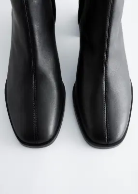 Bottines-chaussettes à tiges hautes en cuir - Noir — photo 3