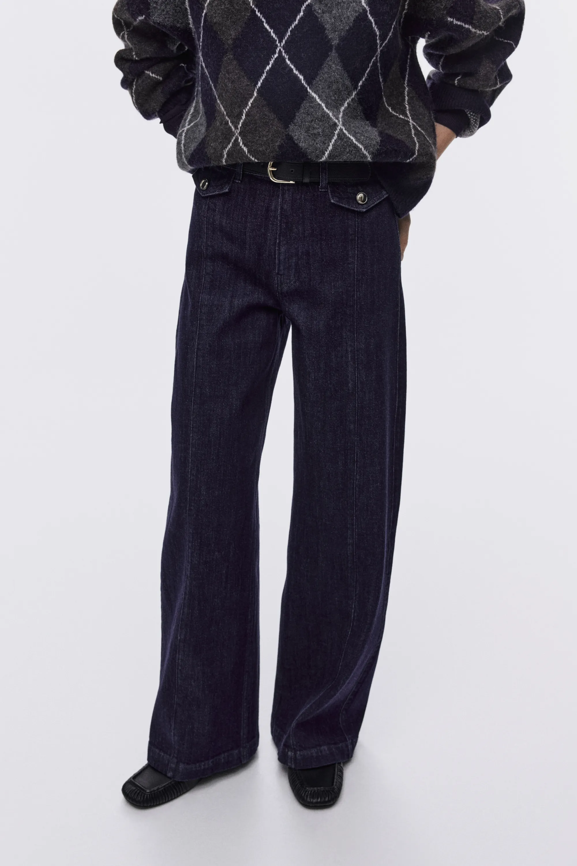 Wide High Jeans - Bleu denim foncé