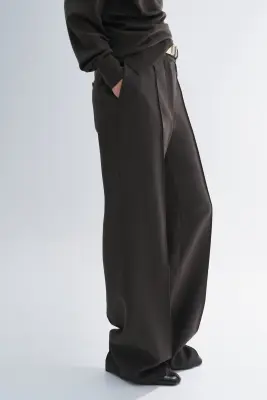 Pantalon chic en laine - Taupe foncé — photo 1