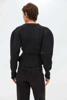 Pull péplum - Gris foncé chiné — photo 2