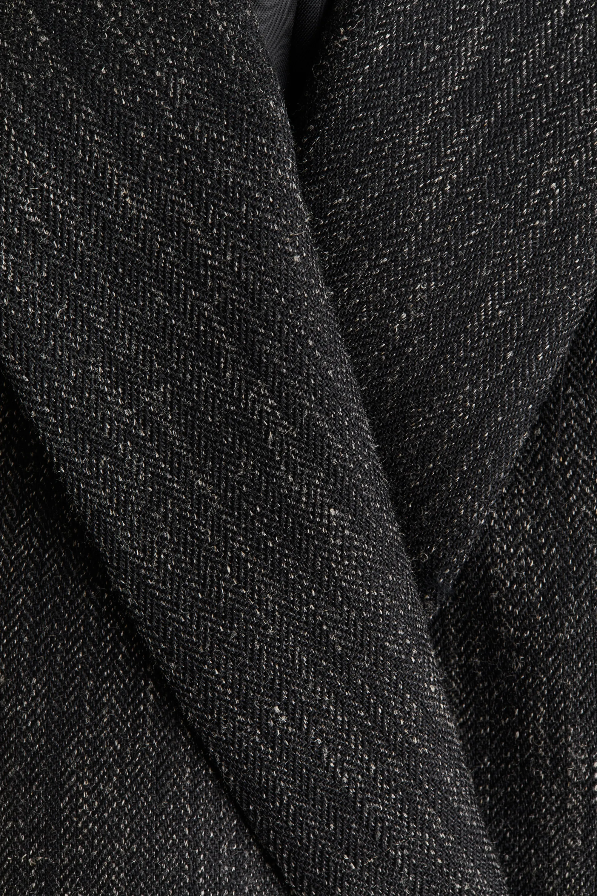 Blazer croisé en laine mélangée - Gris foncé chiné