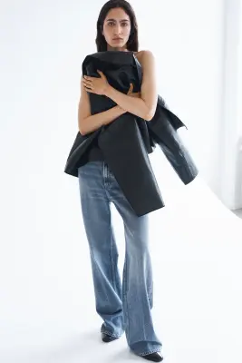 Jean large avec plis - Bleu denim clair — photo 2