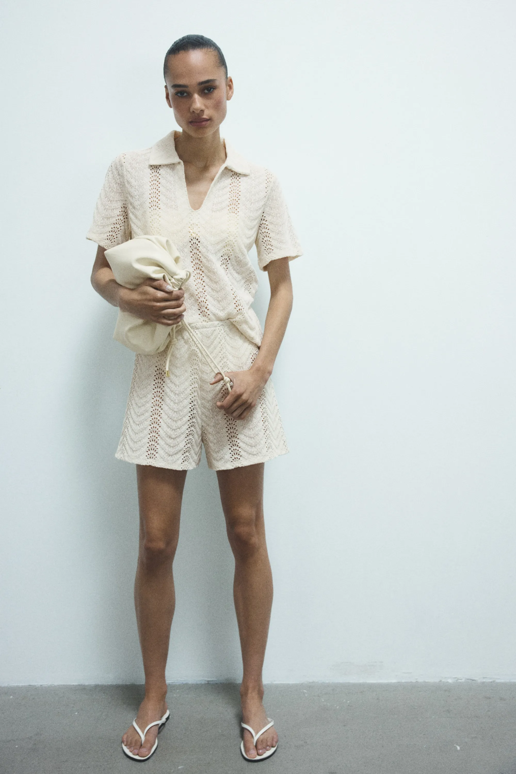 Polo façon crochet - Beige clair
