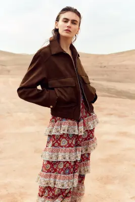 Veste en tissu enduit - Marron — photo 3