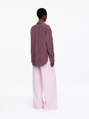 Chemise décontractée en popeline - Rouge foncé/Blanc — photo 1