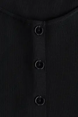 Gilet sans manches en maille côtelée - Noir — photo 3