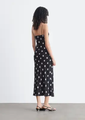 Robe midi à cordon de serrage - Noir/Blanc — photo 5