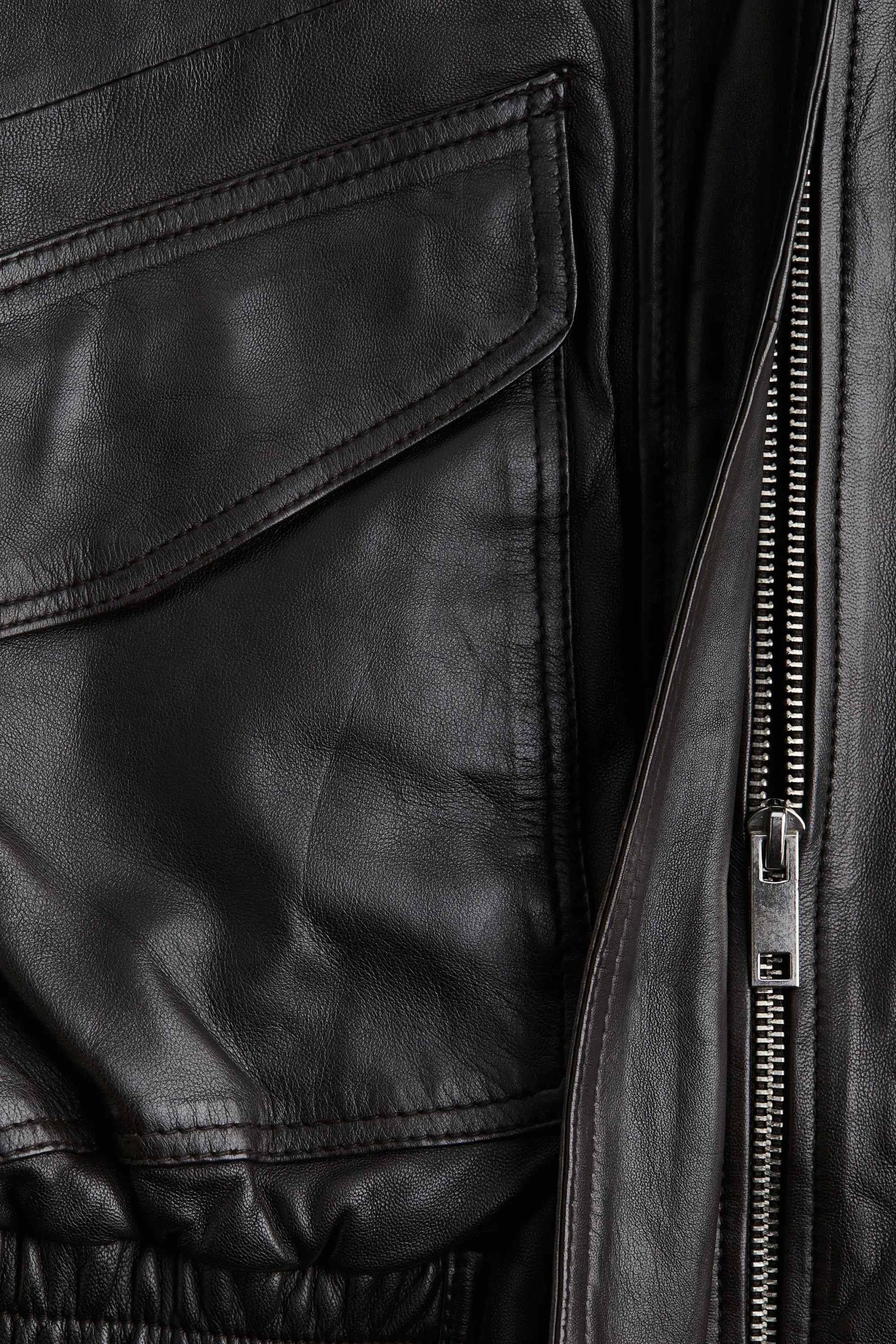 Veste oversize en cuir - Marron foncé